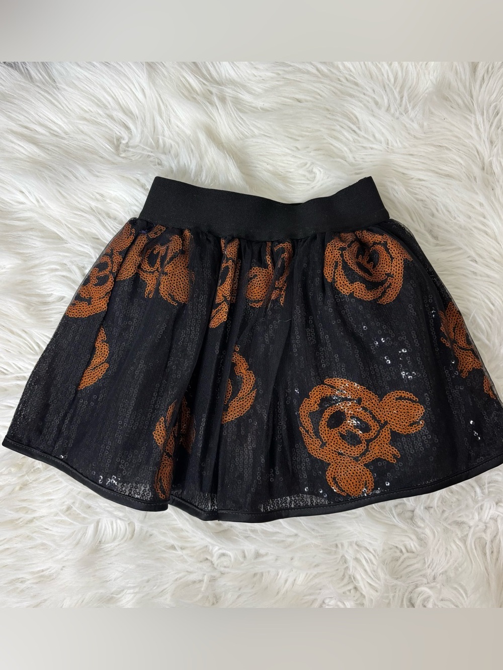 Disney Parks Girls Pumpkin Mickey Sequin Skirt Size 2